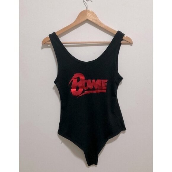 Bowie Black Tank Top Bodysuit Retro Style M Project Karma - Picture 6 of 10
